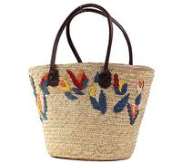 Sirxlevcy Sac à BandoulièRe Femme pour éTé Sac de Paille Tissé Sac de Plage de Vacances Nouveau Sac à Main Brodé Simple Grande Capacité