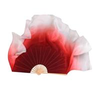 Sirxlevcy Voile de Danse Folklorique en Soie pour Femme, Demi-Cercle Rouge, Double Éventail, Voile de Danse Folklorique en Soie, 1 Paire, 2 Couches, Teinture à la Main (1L + 1R)