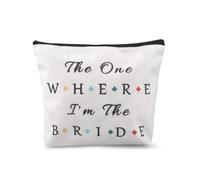 Sisadodo Cadeau de fiançailles pour femme, pour future mariée, cadeau pour amie, sœur, The One Where I'm The Bride en toile imprimée Trousse de maquillage organisateur pour mariage, fête prénuptiale