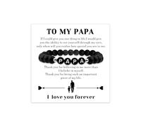 Sisadodo Ensemble de bracelets de perles pour la fête des pères, un anniversaire et des cartes de remerciement sentimentales « I Love You Dad », Résine