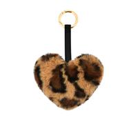 Sisadodo Porte-clés en forme de cœur pour femmes et filles avec pompon en fausse fourrure - Accessoires pour sac à main, sac à main, porte-clés Y2K pour voiture, Porte-clés léopard, S
