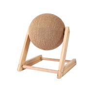 Sisal Cat Scratcher - Base en bois - Jouet interactif à balle interactive - Corde naturelle portable - Jouet à gratter - Multifonction d'intérieur - Petit chat - Chiot - Divertissement - Activité
