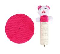 Sisal Cat Scratching Post | Removable Plush Animal Head Toy for Climbing/Play | Sturdy Pet Tree Shelf Frame with Rustling Sound | 3 Styles (Pig/Amphibian/Rabbit) (White Pig)