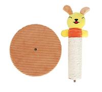 Sisal Cat Scratching Post | Removable Plush Animal Head Toy for Climbing/Play | Sturdy Pet Tree Shelf Frame with Rustling Sound | 3 Styles (Pig/Amphibian/Rabbit) (Yellow Bunny)