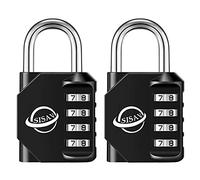 SISAV Cadenas à Combinaison 4 Chiffres Pour Usage Extérieur,Pour Casier de Gymnase Scolaire,Casier de Sport,Portail de Clôture,Portail,Loquets et Boîte à Outils,Noir (2 Pièces)