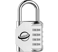 SISAV Cadenas à Combinaison 4 Chiffres Pour Usage Extérieur,Pour Casier de Gymnase Scolaire,Casier de Sport,Portail de Clôture,Portail,Loquets et Boîte à Outils,Argenté