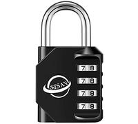 SISAV Cadenas à Combinaison 4 Chiffres Pour Usage Extérieur,Pour Casier de Gymnase Scolaire,Casier de Sport,Portail de Clôture,Portail,Loquets et Boîte à Outils,Noir