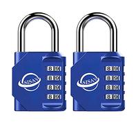 SISAV Cadenas à Combinaison 4 Chiffres Pour Usage Extérieur,Pour Casier de Gymnase Scolaire,Casier de Sport,Portail de Clôture,Portail,Loquets et Boîte à Outils,Bleu (2 Pièces)