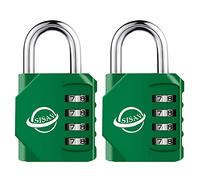 SISAV Cadenas à Combinaison 4 Chiffres Pour Usage Extérieur,Pour Casier de Gymnase Scolaire,Casier de Sport,Portail de Clôture,Portail,Loquets et Boîte à Outils,Vert (2 Pièces)
