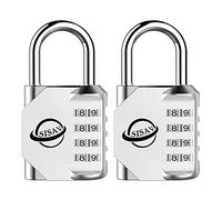 SISAV Cadenas à Combinaison 4 Chiffres Pour Usage Extérieur,Pour Casier de Gymnase Scolaire,Casier de Sport,Portail de Clôture,Portail,Loquets et Boîte à Outils,Argenté (2 Pièces)