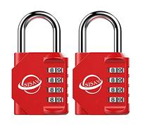 SISAV Cadenas à Combinaison 4 Chiffres Pour Usage Extérieur,Pour Casier de Gymnase Scolaire,Casier de Sport,Portail de Clôture,Portail,Loquets et Boîte à Outils,Rouge (2 Pièces)