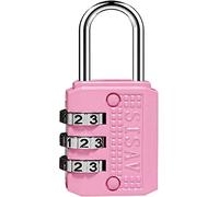 SISAV Cadenas à Combinaison à 3 Chiffres, Cadenas de Gym, Adapté aux Casiers d'École, aux Boîtes à Outils, aux Sacs à Dos de Voyage, avec Loquet (Rose, 1 Pièce)