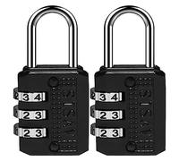 SISAV Cadenas à Combinaison à 3 Chiffres,Cadenas de Gym,Cadenas d'Extérieur,Adapté aux Casiers d'École,aux Boîtes à Outils,aux Sacs à Dos de Voyage,avec Loquet (Noir,2 Pièces)