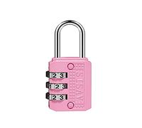 SISAV Cadenas à combinaison à 3 chiffres, cadenas de gym, cadenas d'extérieur, adapté pour casiers scolaires, boîtes à outils, sac à dos de voyage, moraillon (rose, 1 pièce)