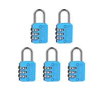 SISAV Cadenas à combinaison à 3 chiffres, cadenas de gym, cadenas d'extérieur, adapté pour les casiers scolaires, les boîtes à outils, les sacs à dos de voyage, le moraillon (bleu, lot de 5)