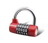 SISAV Cadenas à combinaison à 5 chiffres, cadenas de gym, serrure à combinaison remplaçable, convient pour casiers scolaires, boîtes à outils, clôtures, rouge (lot de 1)