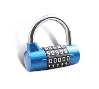 SISAV Cadenas à combinaison à 5 chiffres, cadenas de gym, serrure à combinaison remplaçable, convient pour casiers scolaires, boîtes à outils, clôtures, bleu (lot de 1)