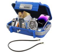 SISAV Coffre-fort portable, coffre-fort à combinaison avec câble amovible, définissez votre propre combinaison, pour les voyages, la famille et les activités de camping en plein air, bleu