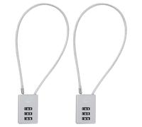 SISAV Lot de 2 câbles de verrouillage à combinaison à 3 chiffres - Câble de 30,5 cm pour casier d'école, salle de sport, armoires, casque, boîte à outils, valise, sac à dos - Gris