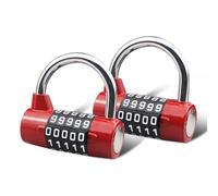 SISAV Lot de 2 cadenas à combinaison à 5 chiffres, cadenas à combinaison remplaçable, adapté pour casiers scolaires, boîtes à outils, clôtures, rouge