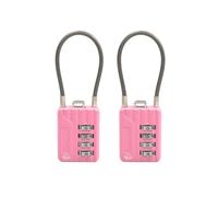 SISAV Lot de 2 verrous à combinaison à 4 chiffres de 11,9 cm pour casier de gym, casque, armoire de classement, boîte à outils, valise, sac à dos, câble de 3 mm de diamètre, rose