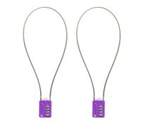 SISAV Lot de 2 verrous à combinaison à 4 chiffres pour casier de gym, casque, armoire de classement, boîte à outils, valise, sac à dos, câble de 3 mm de diamètre, violet