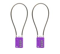 SISAV Lot de 2 verrous à combinaison à 4 chiffres pour casier de gym, casque, armoire de classement, boîte à outils, valise, sac à dos, câble de 3 mm de diamètre, violet