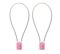 SISAV Lot de 2 verrous à combinaison par câble à 4 chiffres de 50 cm (20 pouces) pour casier d’école, casque, classeurs, boîte à outils, valise, sac à dos, câble de 3 mm de diamètre, rose