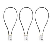 SISAV Lot de 3 cadenas à combinaison à 4 chiffres de 50 cm pour école, salle de sport, armoire, casque, boîte à outils, valise, sac à dos, câble de 5 mm de diamètre, argenté