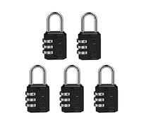 SISAV Lot de 5 cadenas à combinaison à 3 chiffres, cadenas pour gym, extérieur, casier d'école, boîte à outils, sac à dos de voyage, moraillon (noir)