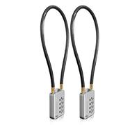 SISAV Serrure à câble long de 30cm/12pouces avec cadenas à combinaison à 4 chiffres,câble de sécurité réinitialisable,pour bagages,valises,armes,casques - couleur argentée 2 Pièces