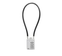 SISAV Serrure à câble long de 30cm/12pouces avec cadenas à combinaison à 4 chiffres,câble de sécurité réinitialisable,pour bagages,valises,armes,casques - couleur argentée 1 Pièces
