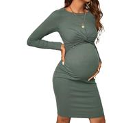 SISAY Robe de Maternité Col Rond Manche Lounge Retro Crayon Robe Pull Moulante en Tricot Casual Mini Robe Moulante Femme Sexy Courte Chic et Elegant Tunique Enceinte Vetement Grossesse et Allaitement