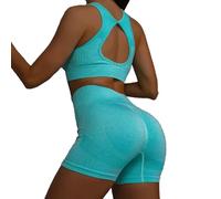 SISAY Tenue de Sport Femme Ensemble Running Short et et Soutien Gorge Brassiere Vetement Musculation 9 Pièces Survêtement Entraînement pour Yoga Pilate Jogging Fitness Danse Sweatsuit Gym Outfits Ete