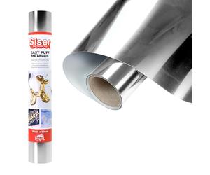 Siser Easy Puff Metallic - Vinyle thermocollant Silver 50 x 30 cm, flex de découpe à effet 3D avec finition métallisée, compatible avec les machines de découpe