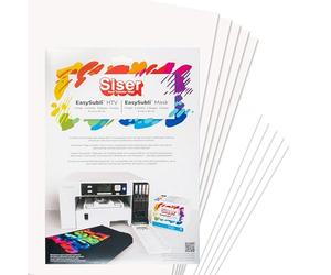Siser Easy Subli pack 5+5,Film thermo-transfert thermocollant imprimable avec des imprimantes à encres de sublimation.5 feuilles format A4 de Easy Subli et 5 feuilles format A4 de film d’application