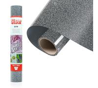 Siser® Glitter Black Silver, 30 cm x 0,5 m, vinyle thermotransférable thermocollant pailleté pour la personnalisation des tissus, vêtements et accessoires, loisirs créatifs, facile à couper
