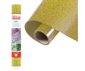 Siser Glitter Gold, 30 cm x 0,5 m, vinyle thermocollant pailleté pour la personnalisation de tissus, vêtements et accessoires, loisirs créatifs, facile à découper
