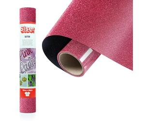 Siser Glitter Pink, 30 cm x 0,5 m, vinyle thermocollant pailleté pour la personnalisation de tissus, vêtements et accessoires, loisirs créatifs, facile à découper