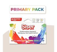 Siser Marqueurs de sublimation Primary Pack. Lot de 6 marqueurs à pointe ronde pour les loisirs créatifs. Compatibles avec les machines de decoupe.