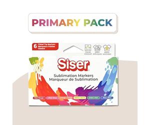 Siser Marqueurs de sublimation Primary Pack. Lot de 6 marqueurs à pointe ronde pour les loisirs créatifs. Compatibles avec les machines de decoupe.