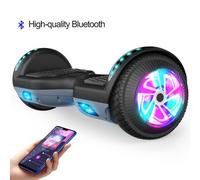 Sisigad Hoverboard 6.5'' Électrique Enfant, Moteur 160w, Lumière Led, Bluetooth, Charge Maximale 70kg, Autonomie 7-8km, Noir + Gris