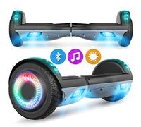 SISIGAD Hoverboard 6.5 Pouces Overboard, Hover Scooter Board Tout-Terrain, Bluetooth et LED Auto-équilibré Scooter électrique Auto-équilibrage pour Enfant et Adult HY-A12 Gris/Noir