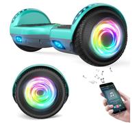 SISIGAD Hoverboard 6.5 Pouces Overboard, Hover Scooter Board Tout-Terrain, Bluetooth et LED Auto-équilibré Scooter électrique Auto-équilibrage pour Enfant et Adult HY-A12 Vert/Gris