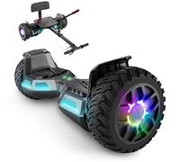 SISIGAD Hoverboard Go Kart Combo avec fixation de siège et lumières LED colorées et Bluetooth pour enfants, garçons, filles, adultes de tous âges