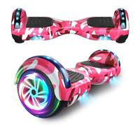SISIGAD Trottinette auto-équilibrée de 6,5 pouces avec haut-parleur Bluetooth, roues et lumières LED | Balance HoverBoard | Rose camouflage