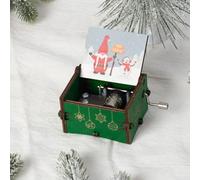 Sisinkal Boîte à musique de Noël en bois à commande manuelle, décoration festive, lecteur de mélodie classique, style vintage, affichage de table 8,9 x 5,8 x 4,8 cm (vert encre)