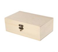 Sisinkal Boîte de rangement à bijoux en bois de pin avec couvercle à charnière et fermoir de verrouillage pour colliers, bracelets, boucles d'oreilles, montres, petits outils bruts - Projet