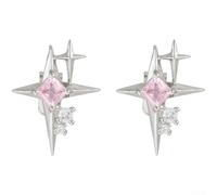 SiSinkal Boucles d'oreilles en forme d'étoile en cuivre avec zircon, boucles d'oreilles légères non percées, bijoux tendance en argent (poudre d'argent 26067)