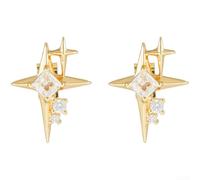SiSinkal Boucles d'oreilles en forme d'étoile en cuivre avec zircon, boucles d'oreilles légères non percées, bijoux tendance en argent (26067 doré)